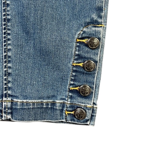 Talbots Jeans 8 Blue Denim Crop Flawless Button Hem 5 Pocket‎ Stretch Casual - Picture 3 of 9